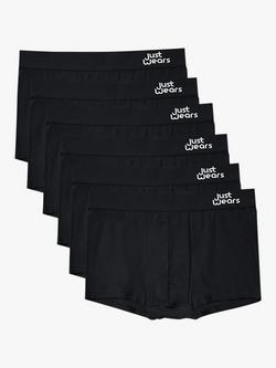 JustWears Active Trunks, Pack of 6, All Black
