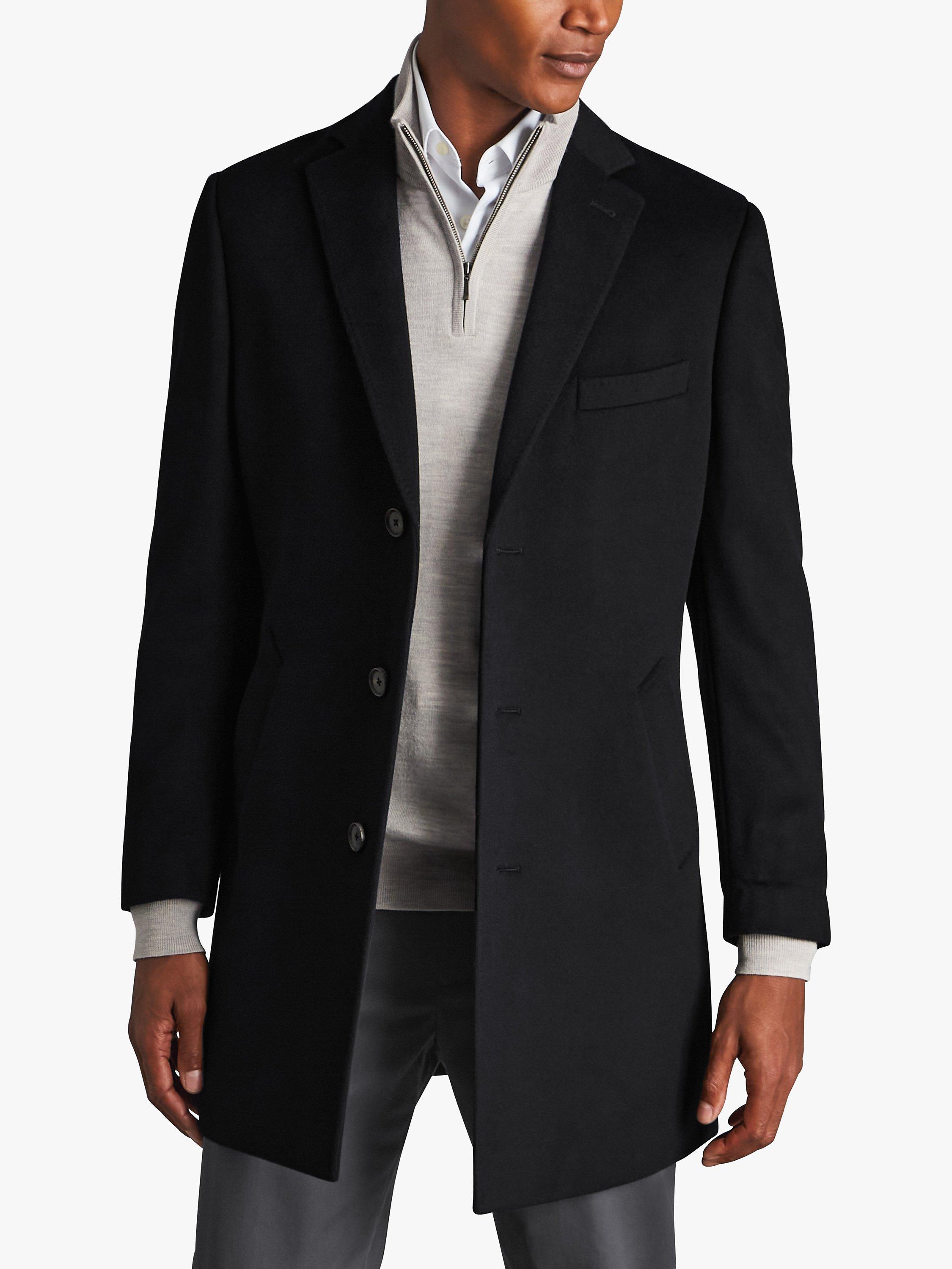 Product image 1 of 5, which shows Charles Tyrwhitt Merino Wool Overcoat, Black, 36R