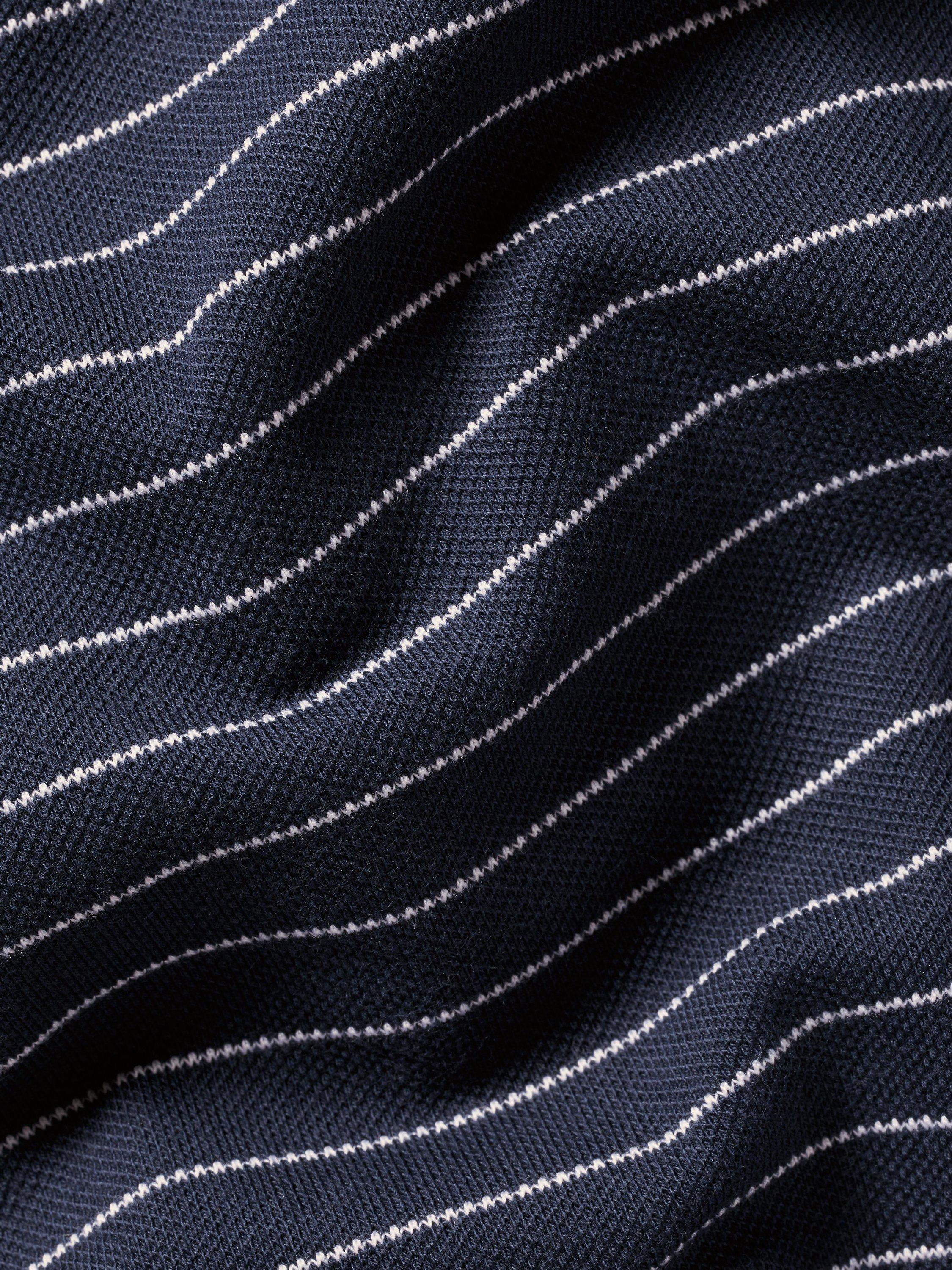 Product image 5 of 5, which shows Charles Tyrwhitt Stripe Pique Polo Shirt, Navy & White Pin Stripe, S