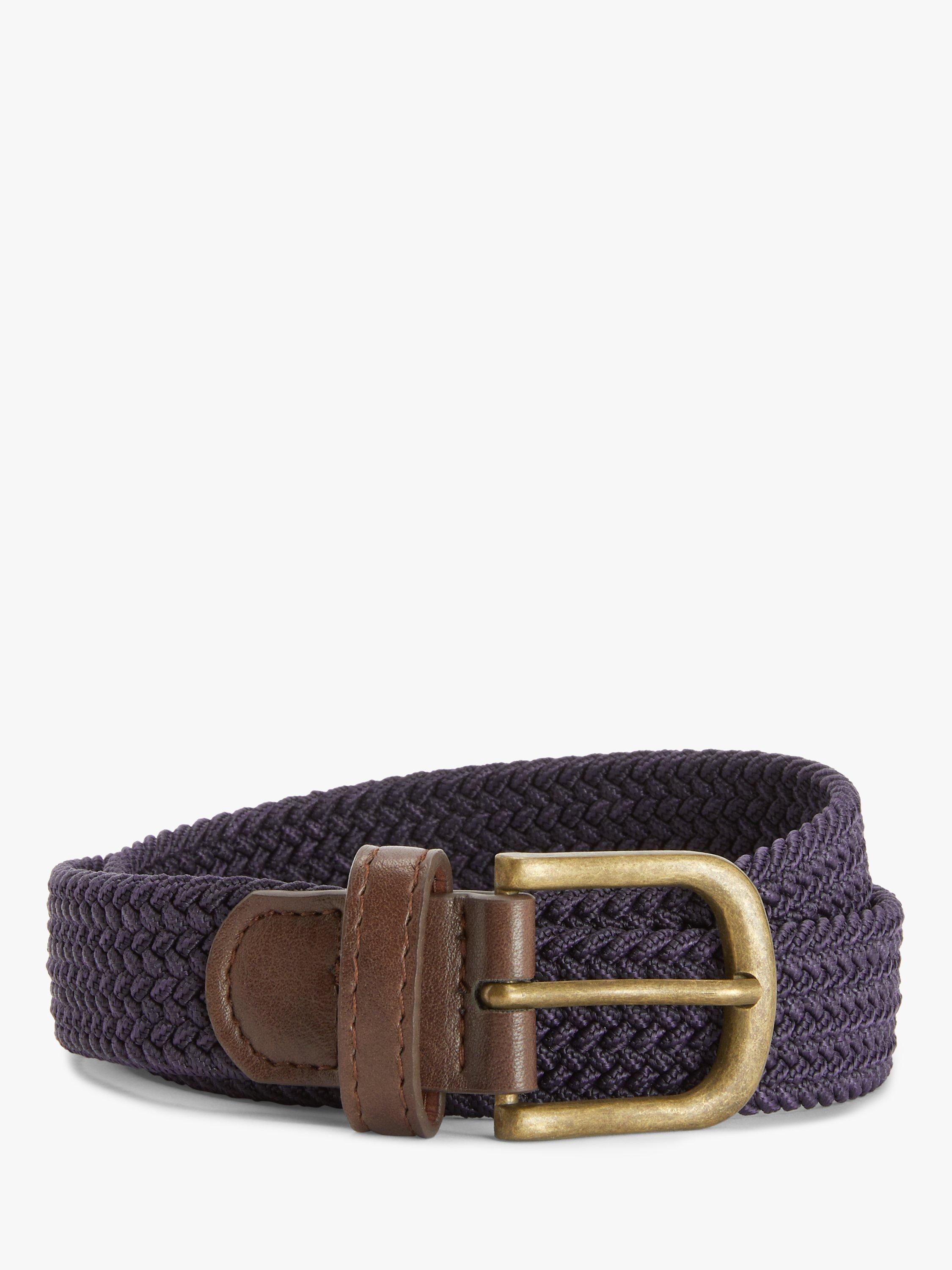 John Lewis Kids' Elasticated Woven Belt, Navy/Brown, S/M