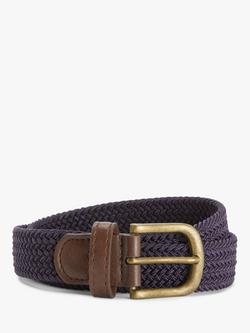 John Lewis Kids' Elasticated Woven Belt, Navy/Brown, Navy/Brown