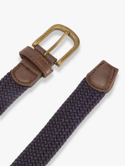 John Lewis Kids' Elasticated Woven Belt, Navy/Brown - view 2, Navy/Brown