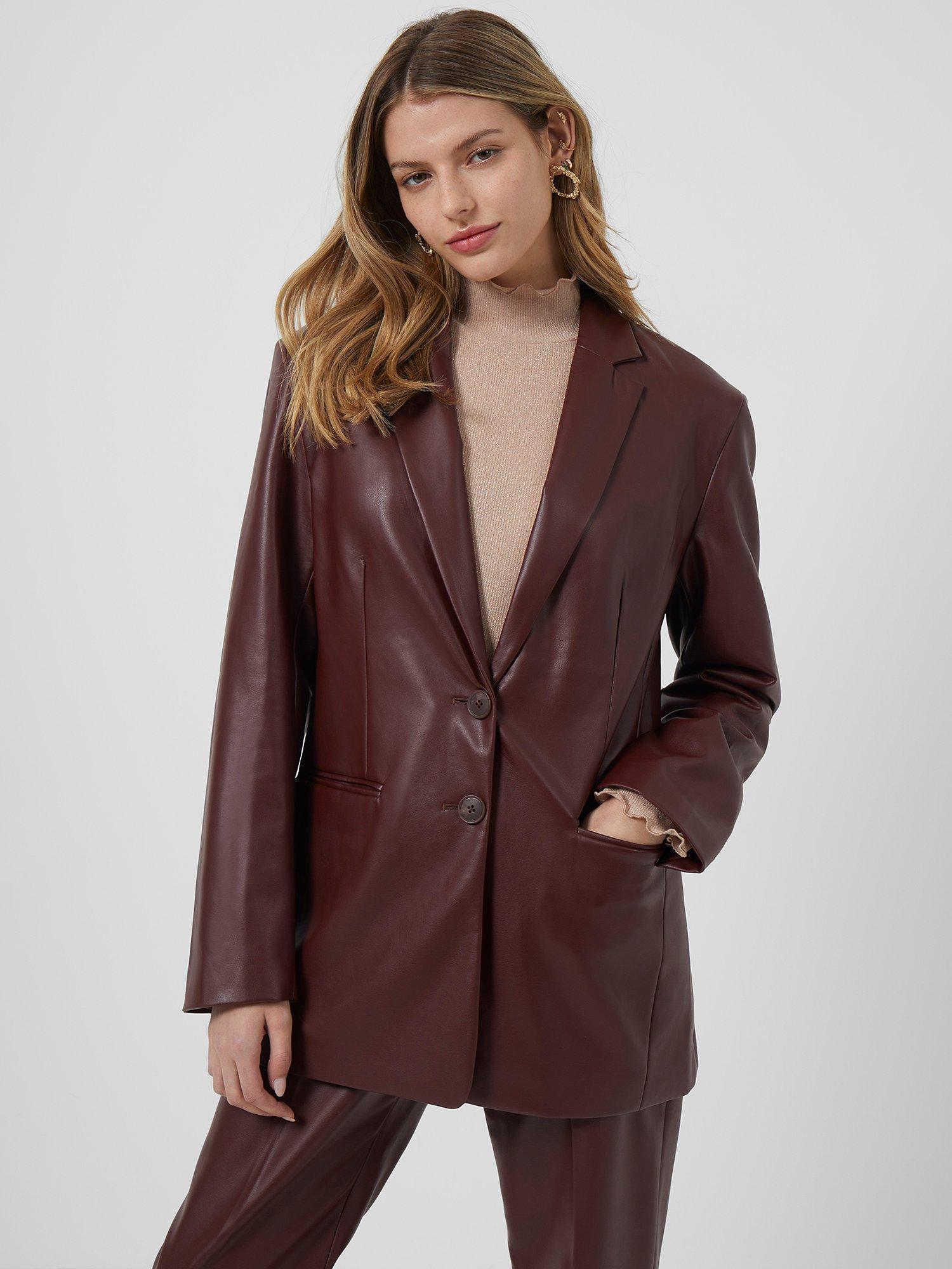 French Connection Crolenda Single Breast Blazer, Bitter Chocolate