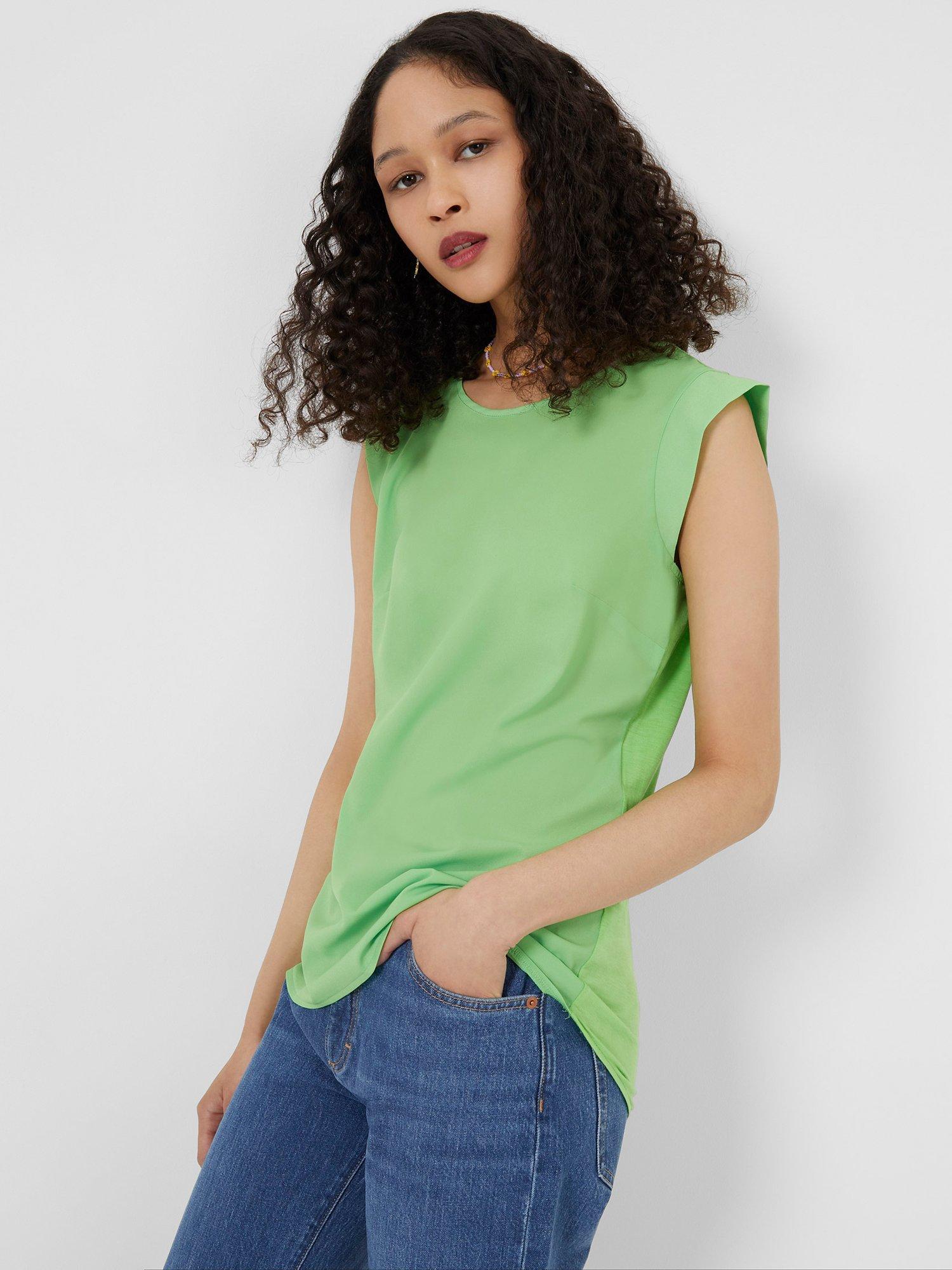 French Connection Crepe Cap Sleeve Top, Green Flash         