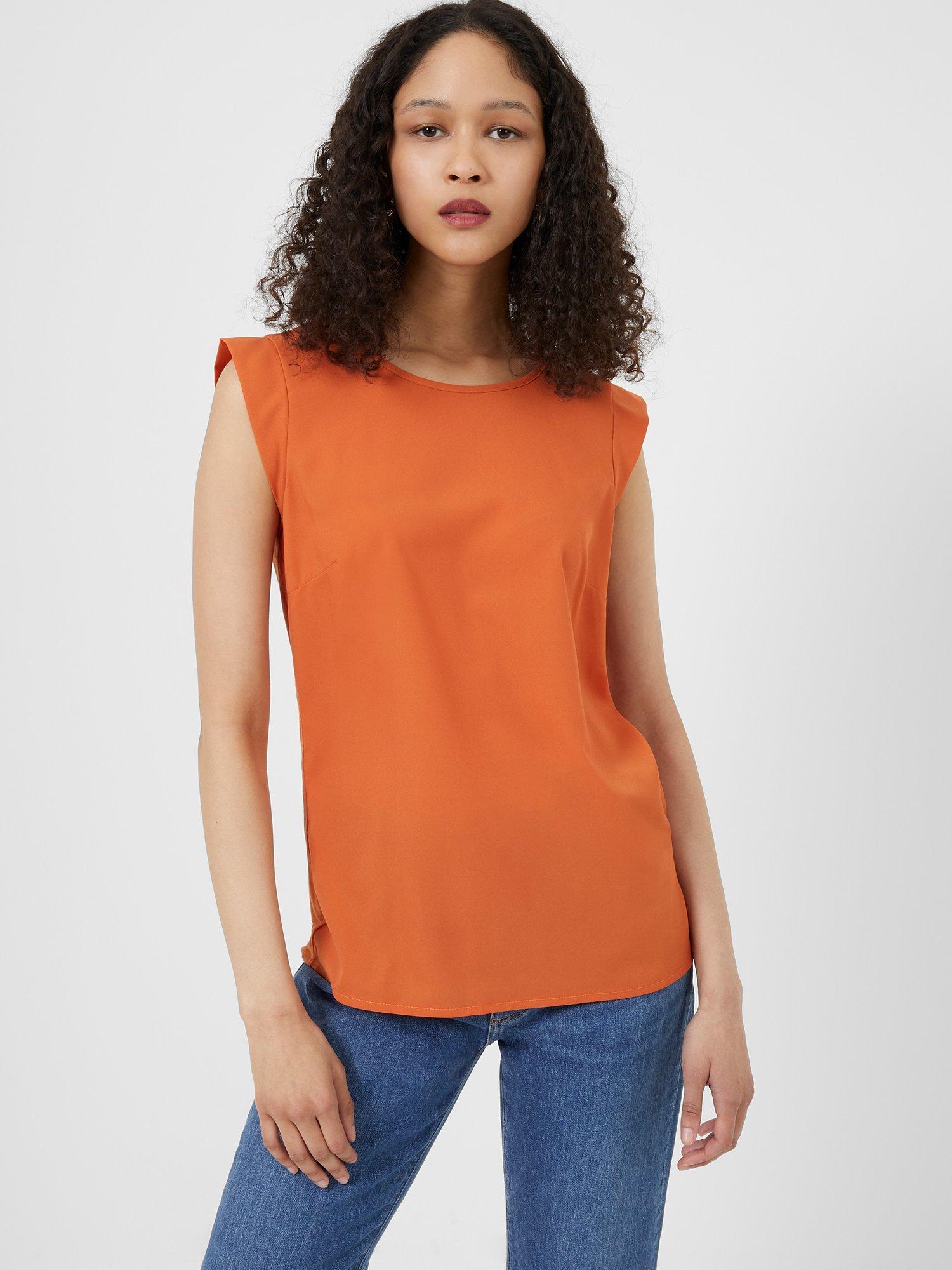 French Connection Crepe Cap Sleeve Top, Burnt Orange        