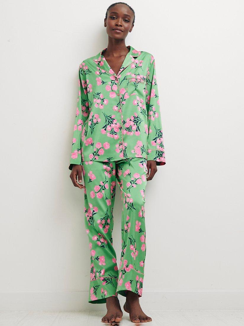 Nobody's Child Gloria Flower Print Pyjama Set, Green, 16-18