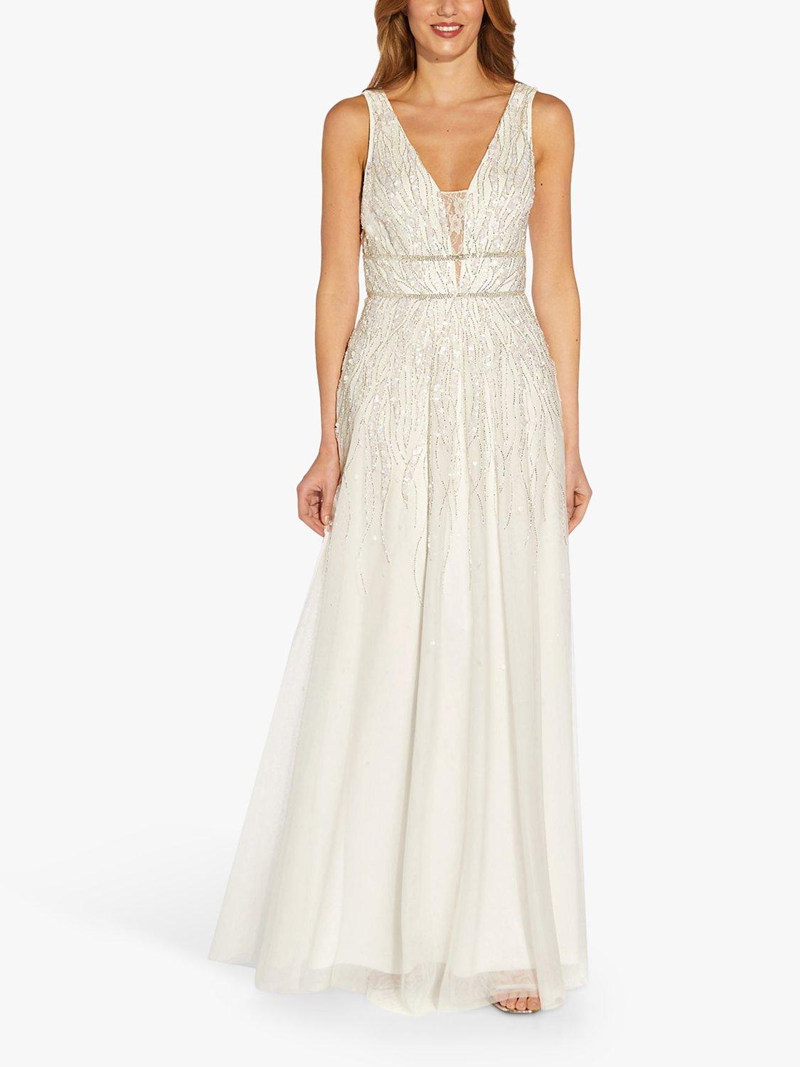 Adrianna Papell Beaded Sleeveless Maxi Dress, Ivory