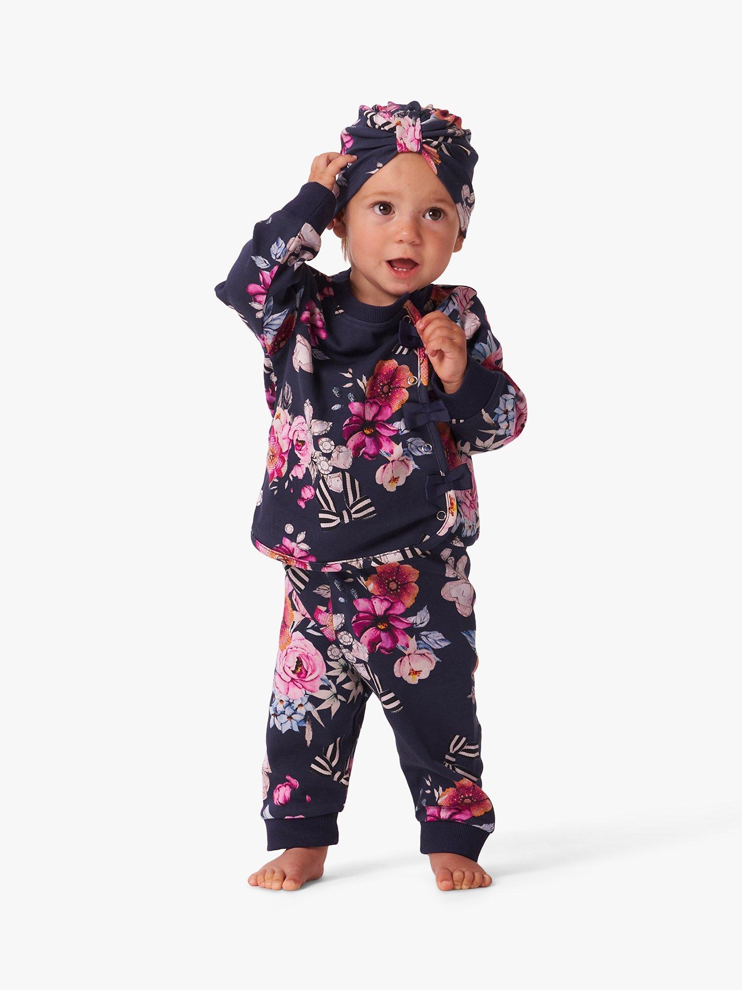 Angel & Rocket Baby Luna Bow Hat, Top & Trousers Set, Navy