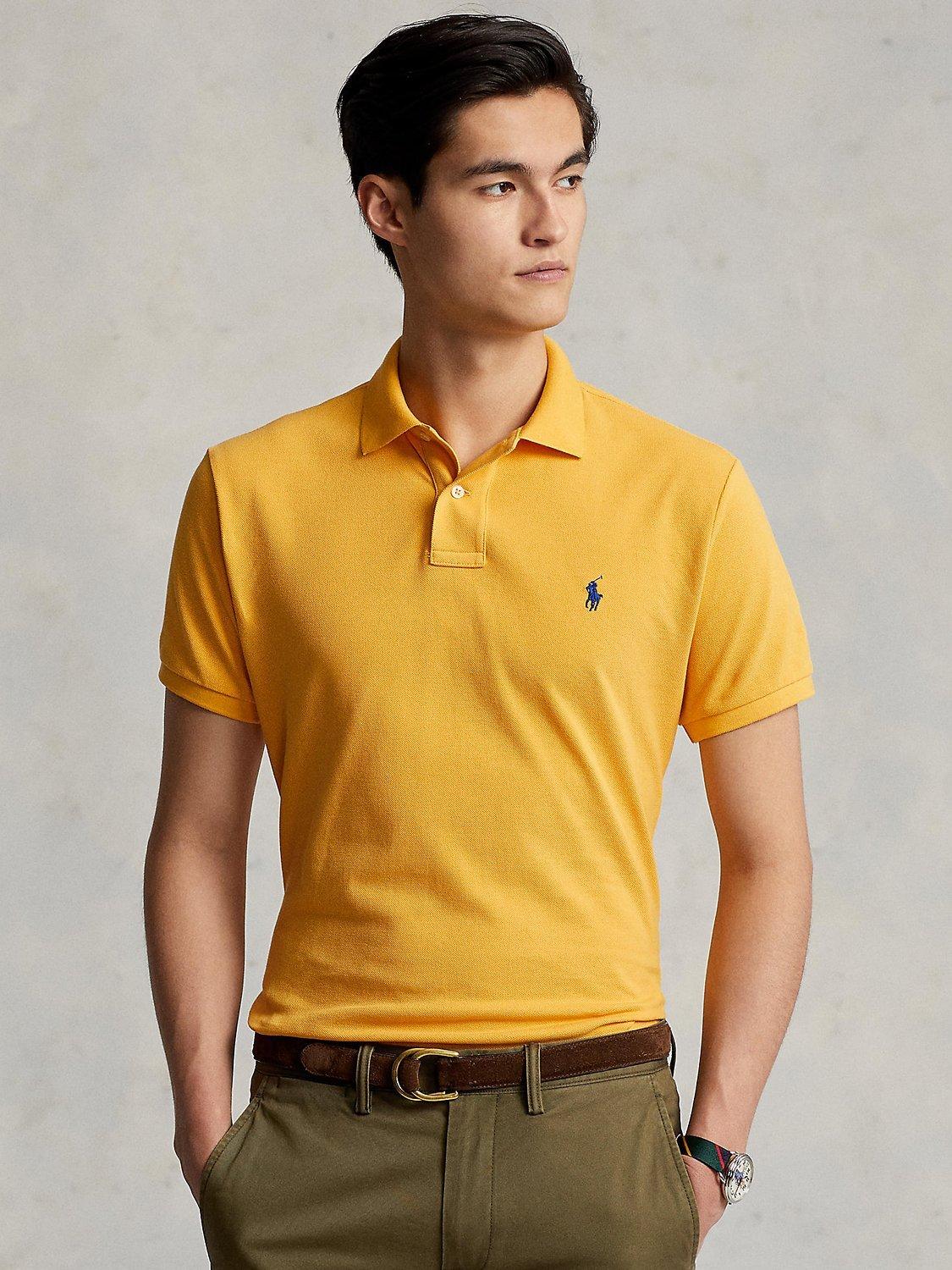 Polo Ralph Lauren Custom Slim Fit Mesh Polo Shirt, Gold Bugle, XL