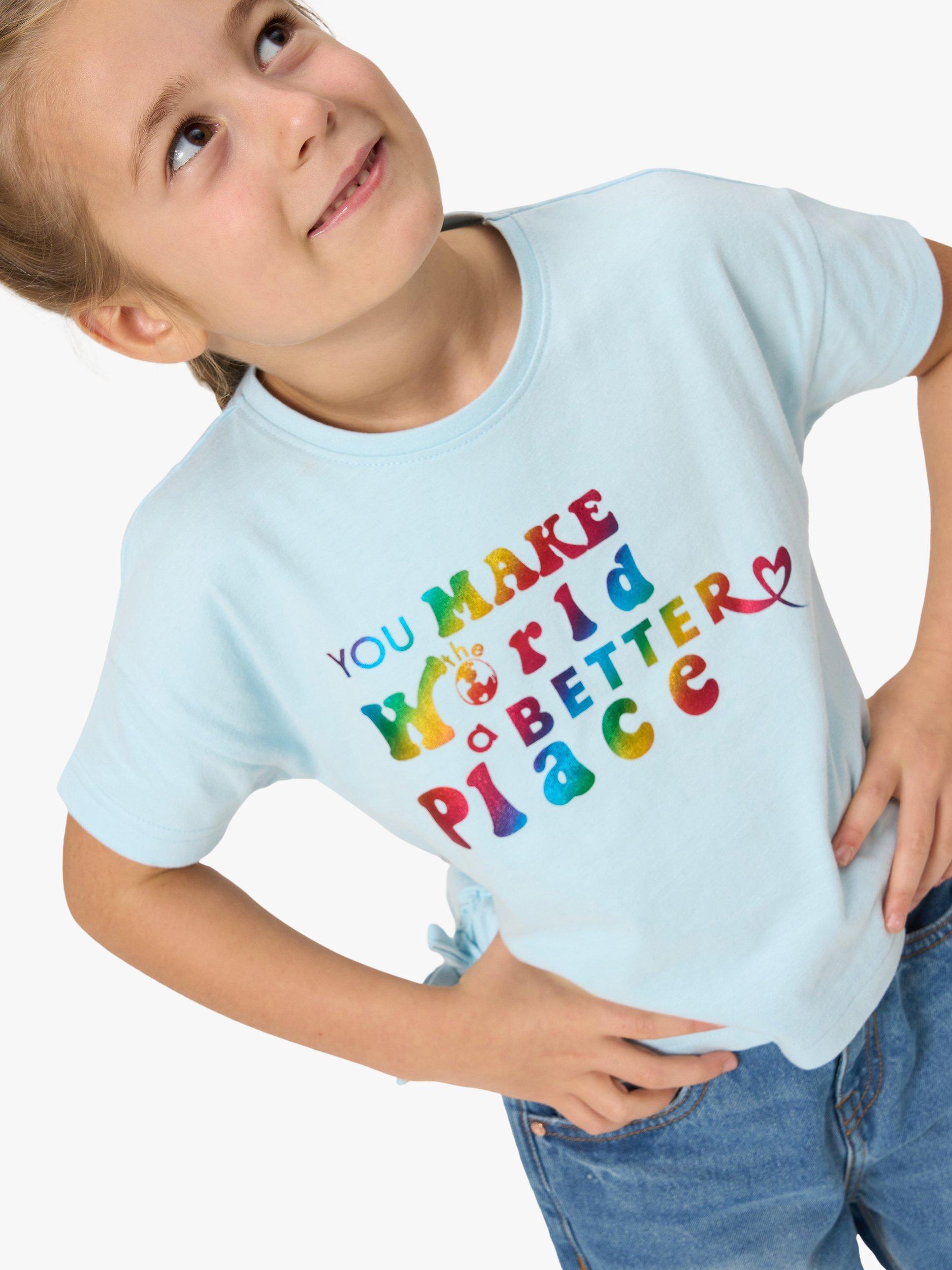 Angel & Rocket Kids' Brooke Slogan T-Shirt, Blue