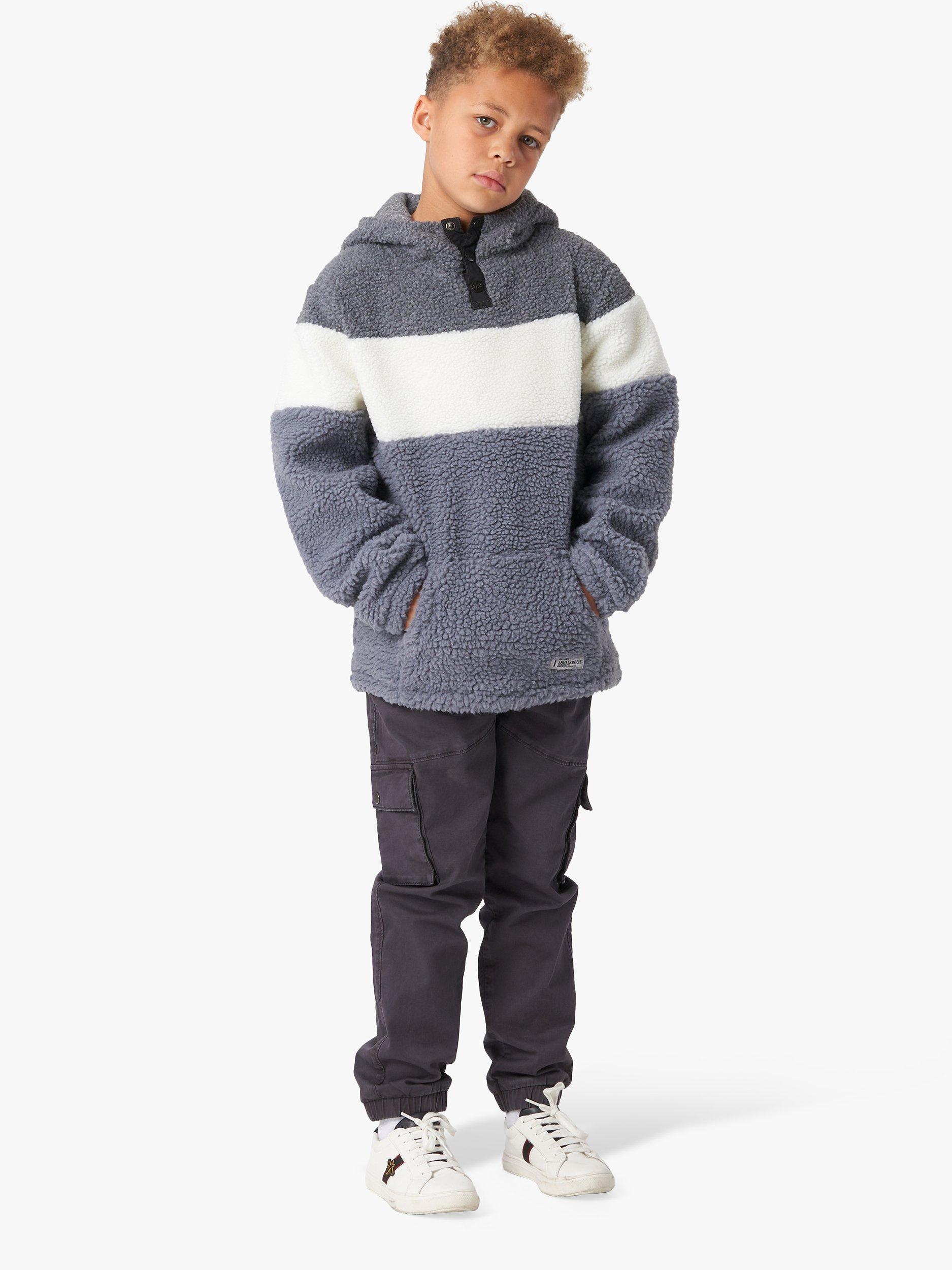 Angel & Rocket Cato Colour Block Borg Fleece, Grey