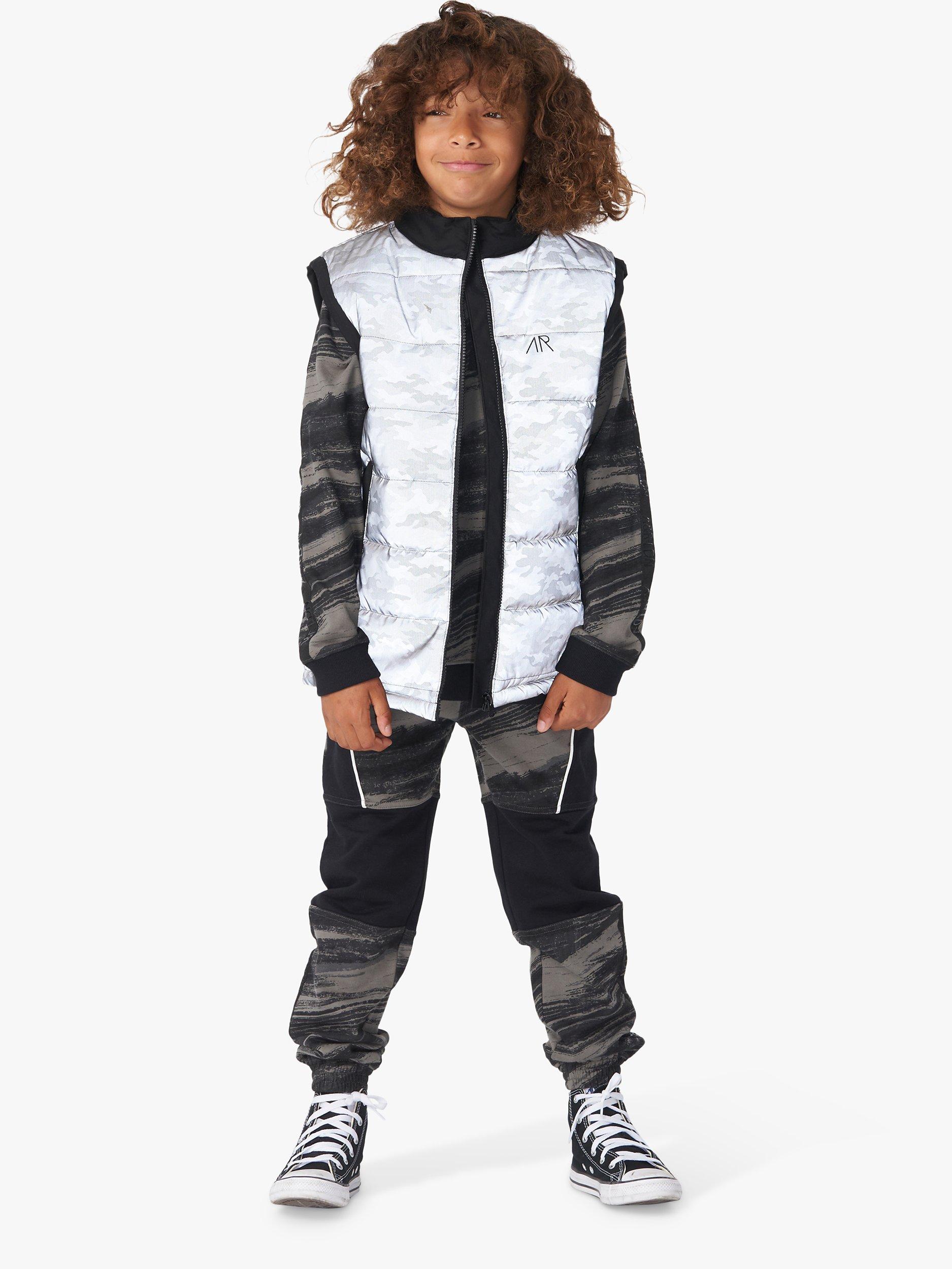 Angel & Rocket Kids' Buzz Pixelated Camouflage Reflective Gilet, Grey