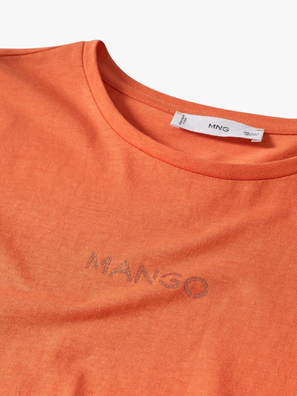 Product image 6 of 7, which shows Mango Logo Cotton Crew Neck T-Shirt, Red, S