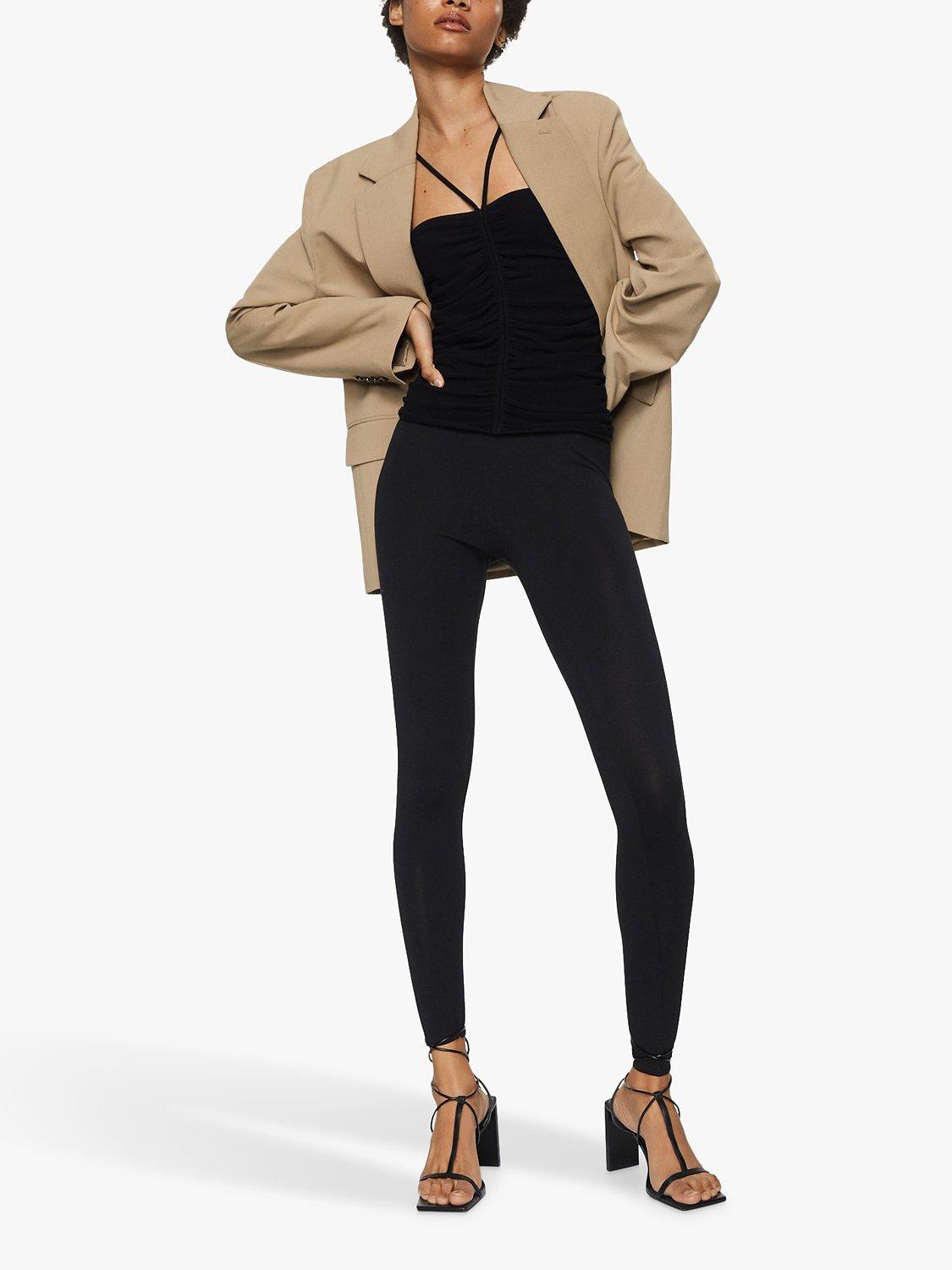 Product image 2 of 6, which shows Mango Cotton Blend Leggings, Black, XS