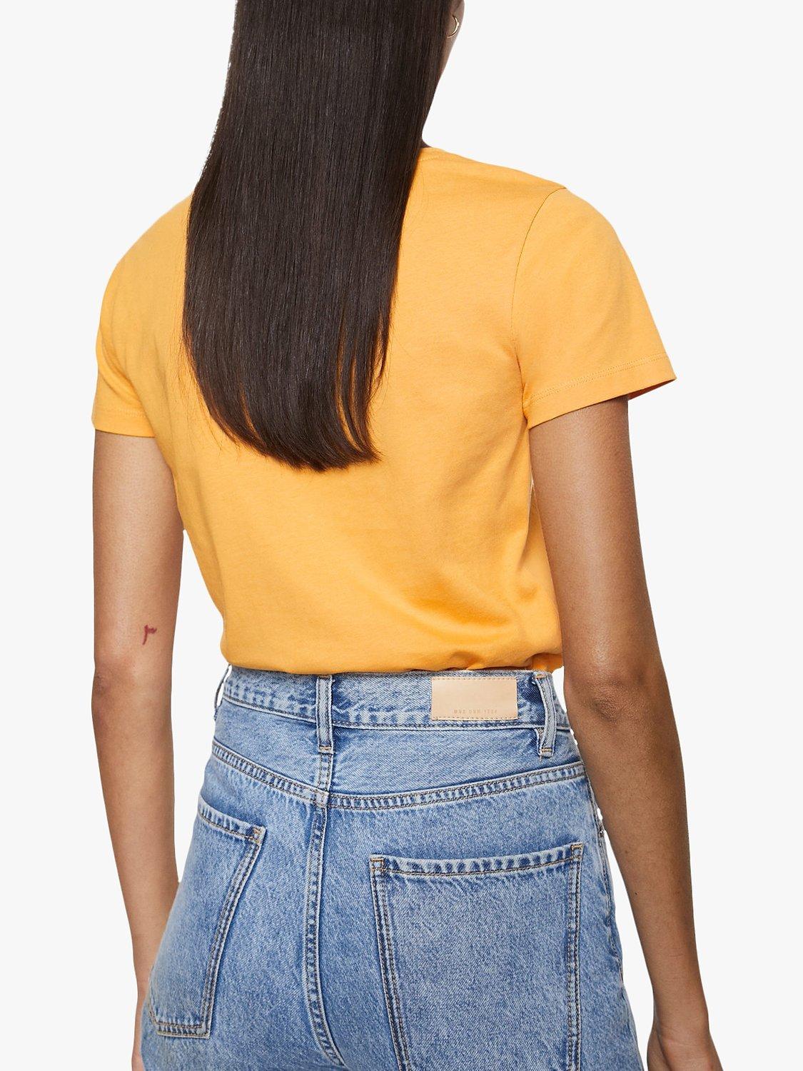 Product image 4 of 6, which shows Mango Logo Cotton Crew Neck T-Shirt, Yellow, XL