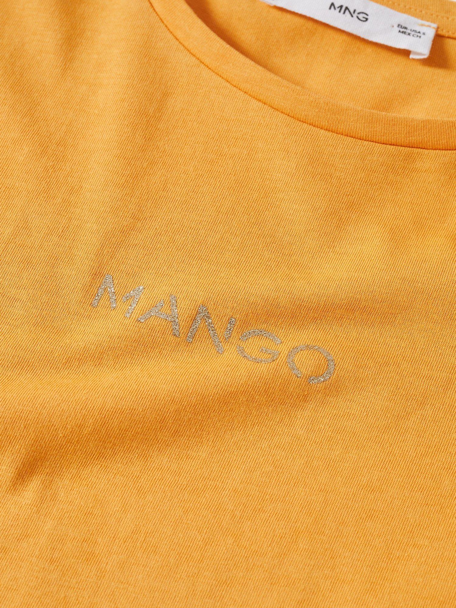 Product image 6 of 6, which shows Mango Logo Cotton Crew Neck T-Shirt, Yellow, XL
