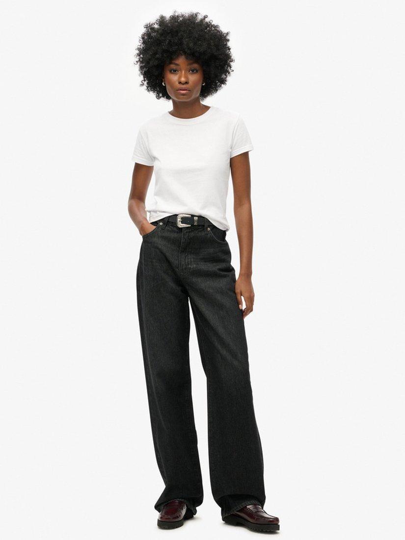 Product image 1 of 5, which shows Superdry Vintage Wide Leg Jeans, Wolcott Black Stone, W26/L30