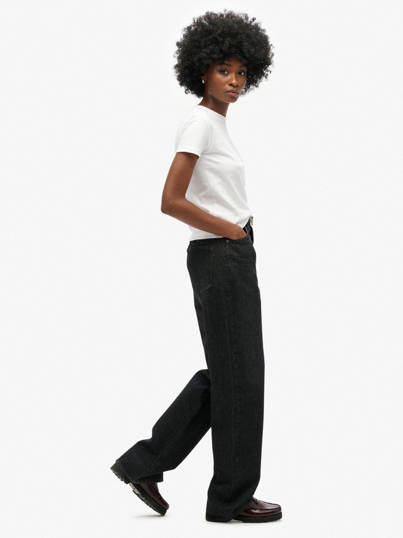 Product image 2 of 5, which shows Superdry Vintage Wide Leg Jeans, Wolcott Black Stone, W26/L30