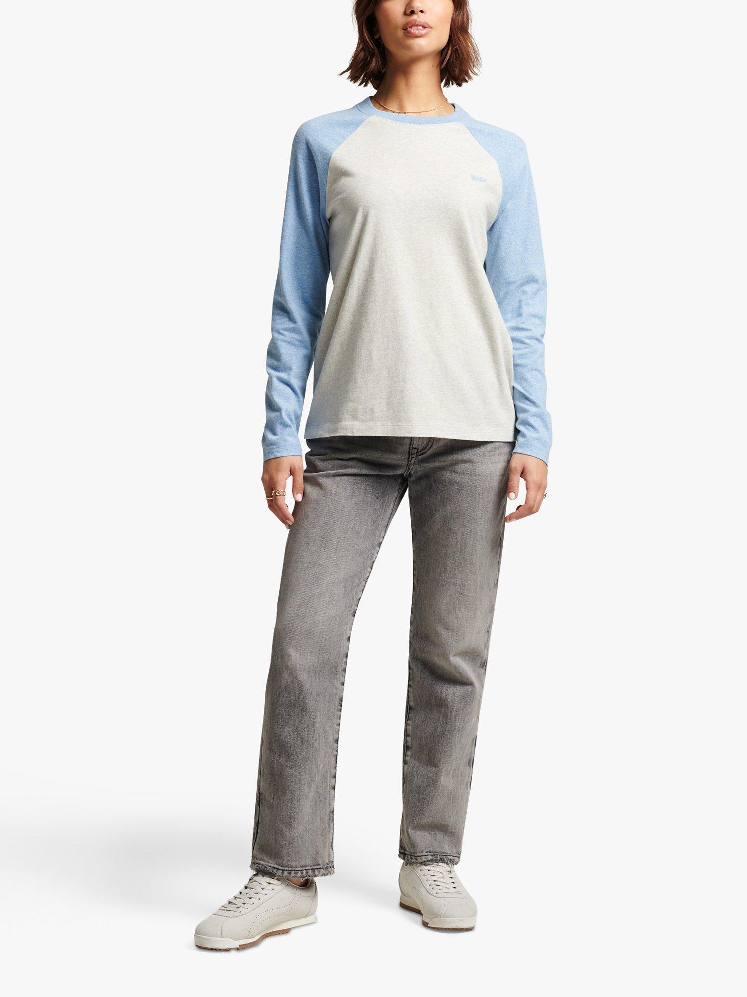Superdry Vintage Long Sleeve Baseball T-Shirt, Blue Marl