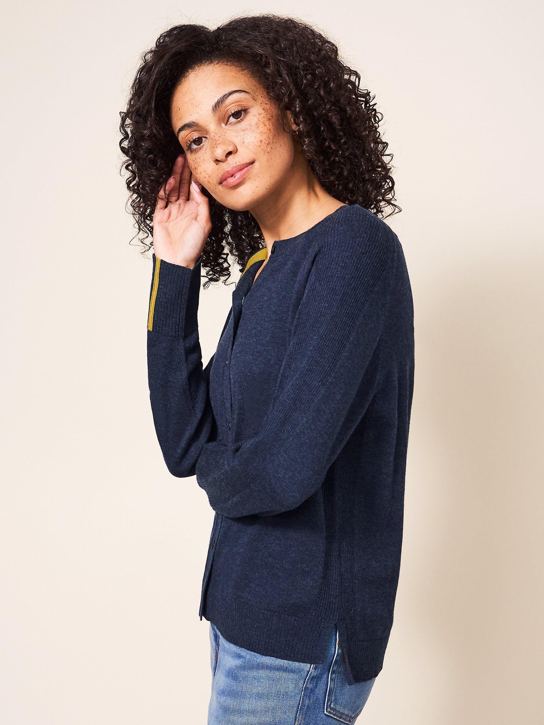 White Stuff Libby Crew Neck Cardigan, Dark Navy