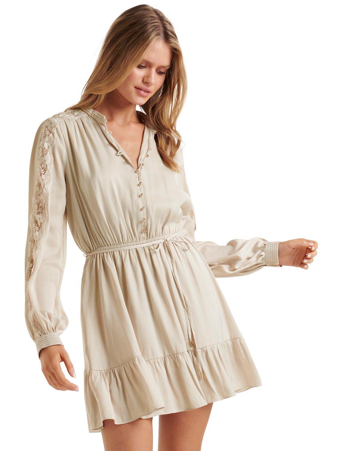 Forever New Clemence Lace Detail Mini Dress, Cream, 8