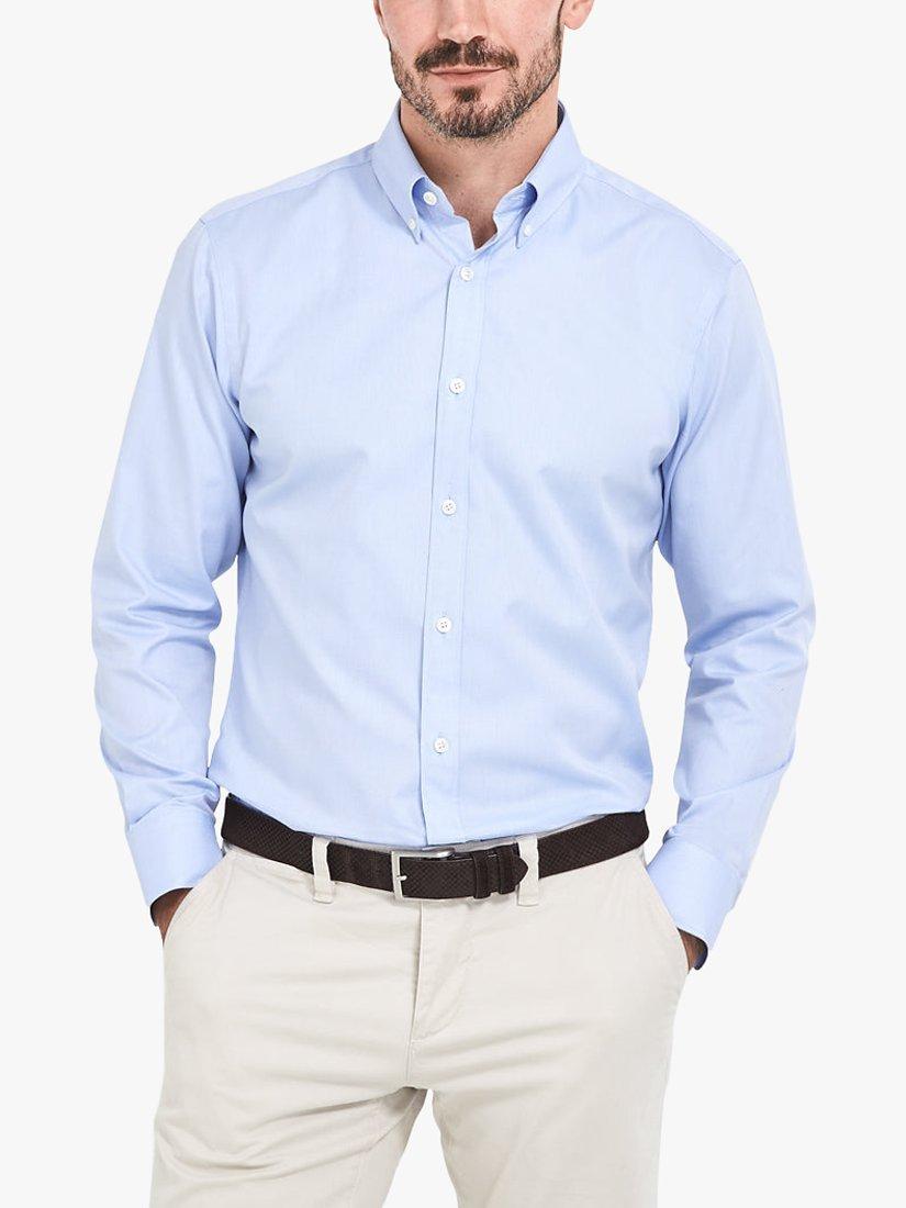Alder & Green GOTS Organic Cotton Slim Fit Button Down Oxford Shirt, Blue Sky