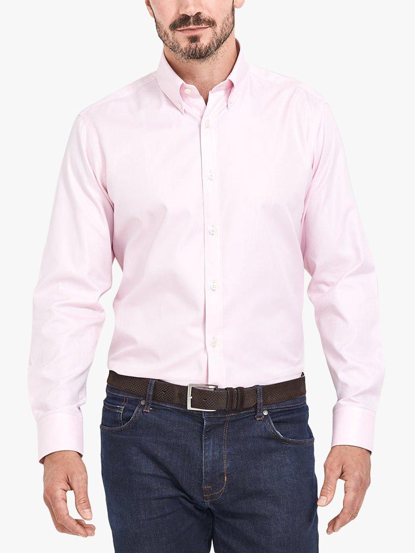 Alder & Green GOTS Organic Cotton Slim Fit Button Down Oxford Shirt, Pink Pastel