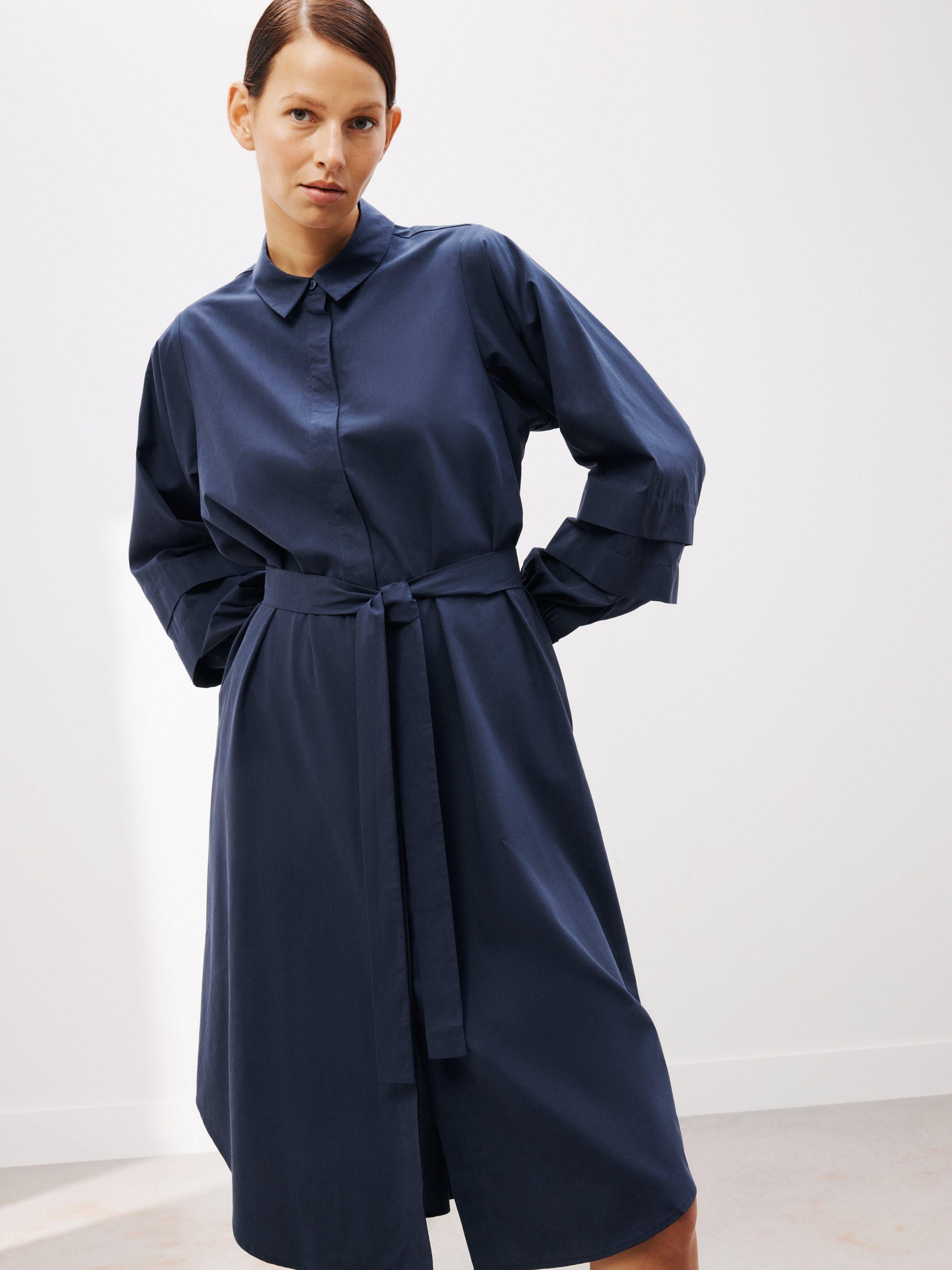 Kin Plain Kimono Sleeve Belted Shirt Dress, Navy
