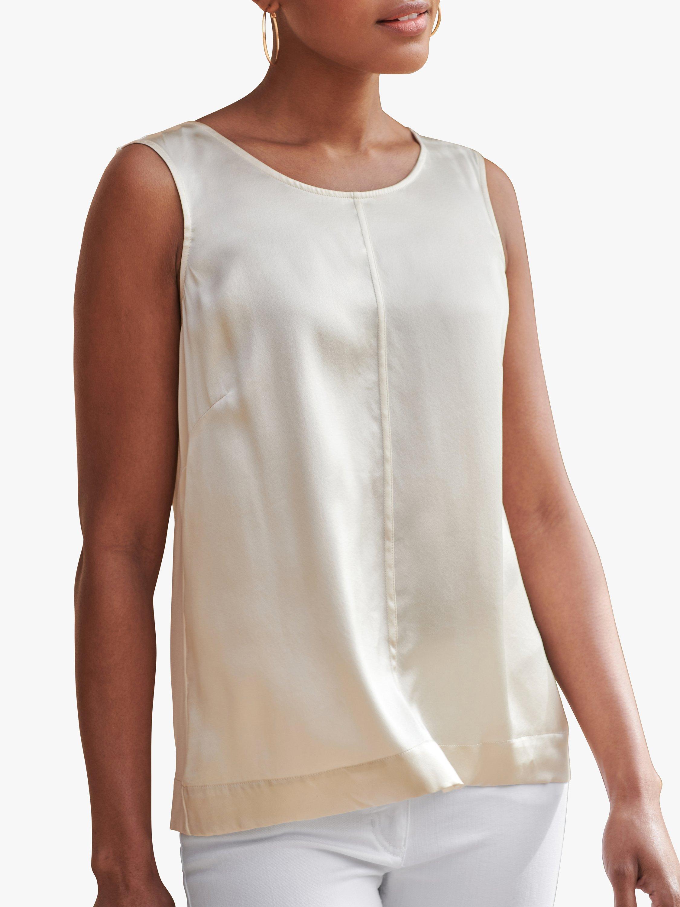 Product image 1 of 3, which shows Pure Collection Silk Front Cami Top, Ivory, 8