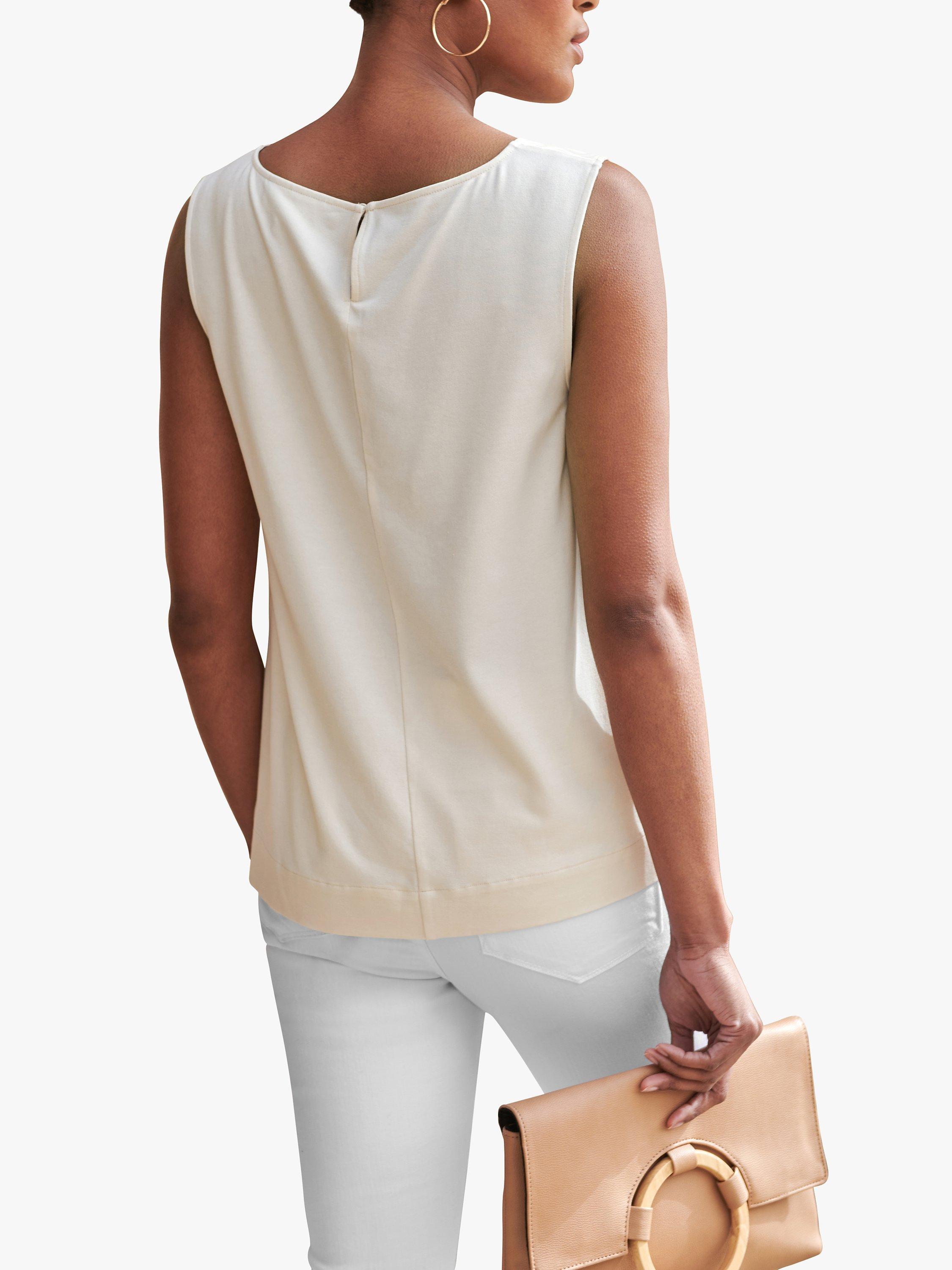 Product image 2 of 3, which shows Pure Collection Silk Front Cami Top, Ivory, 8