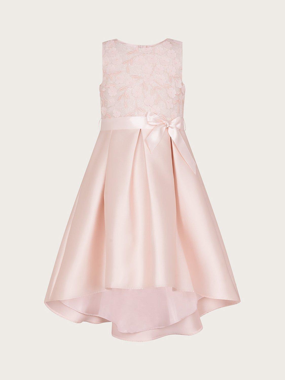 Monsoon Kids' Anika High Low Bridesmaid Dress, Pink