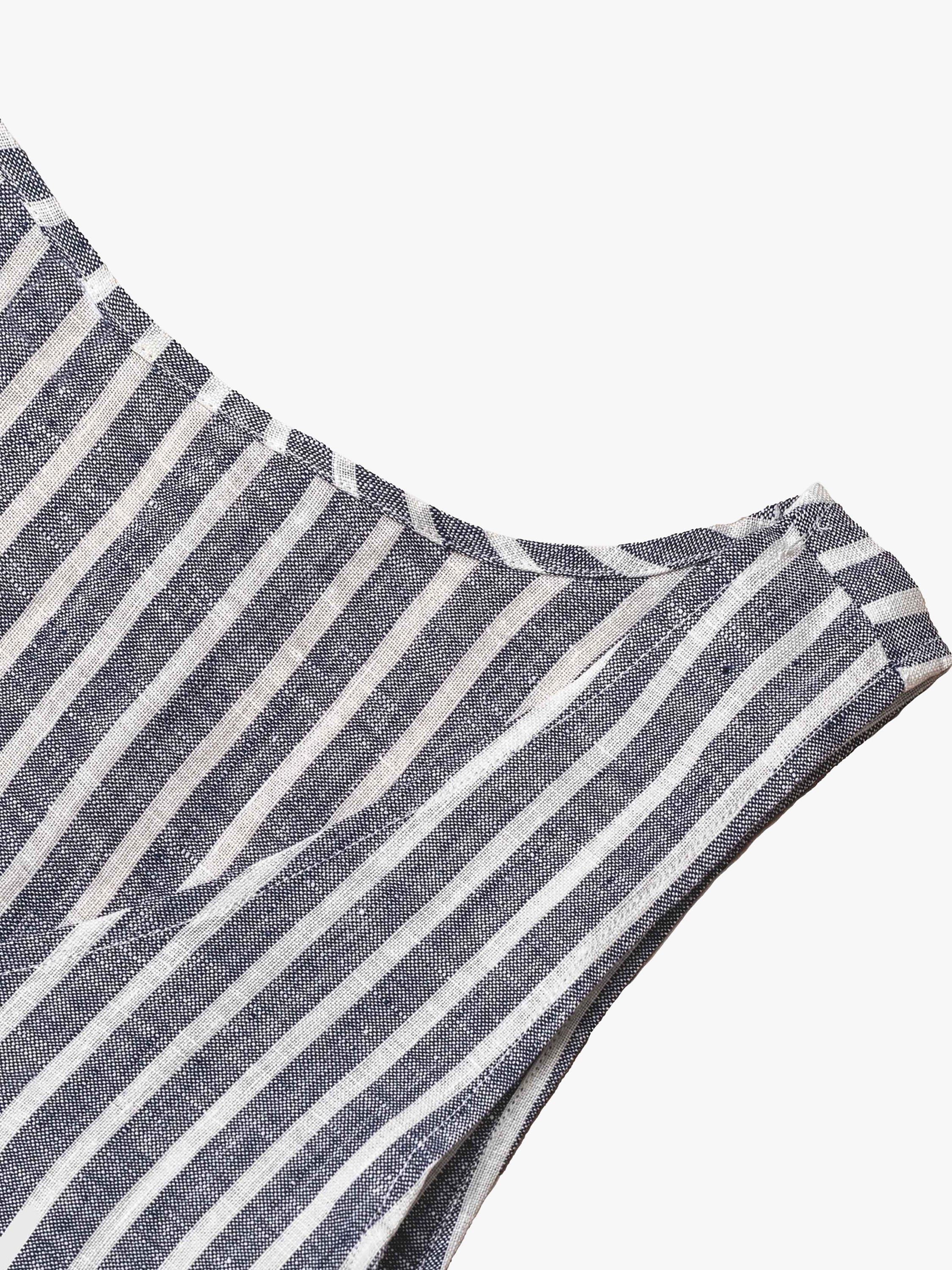 Product image 4 of 6, which shows Piglet in Bed Stripe Linen Cami & Shorts Pyjama Set, Midnight, L