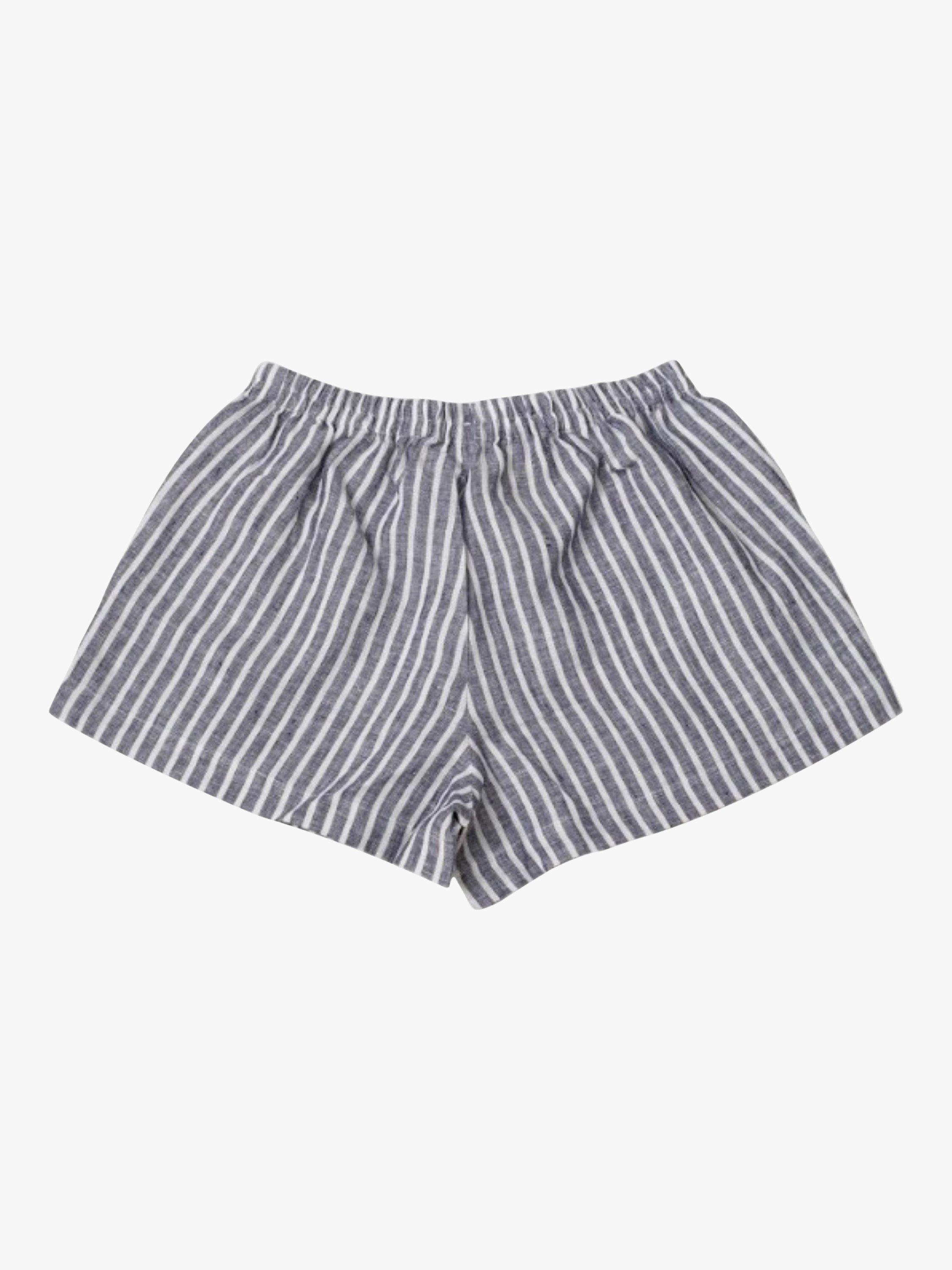 Product image 6 of 6, which shows Piglet in Bed Stripe Linen Cami & Shorts Pyjama Set, Midnight, L