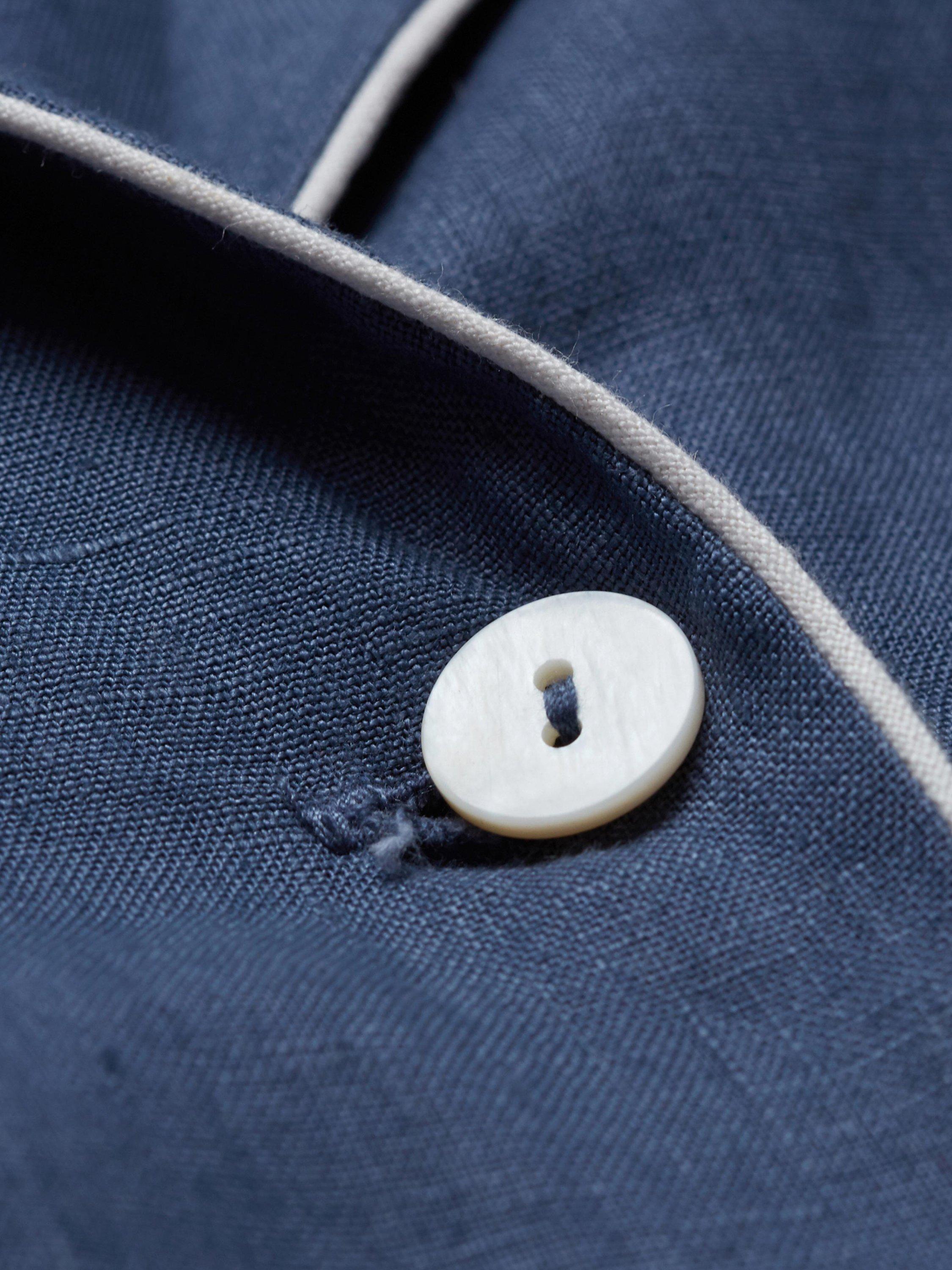 Product image 5 of 8, which shows Piglet in Bed Linen Shirt & Trouser Pyjama Set, Blueberry, XS