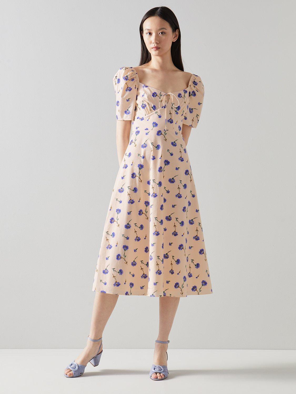 L.K.Bennett Phelia Floral Midi Dress, Cream 