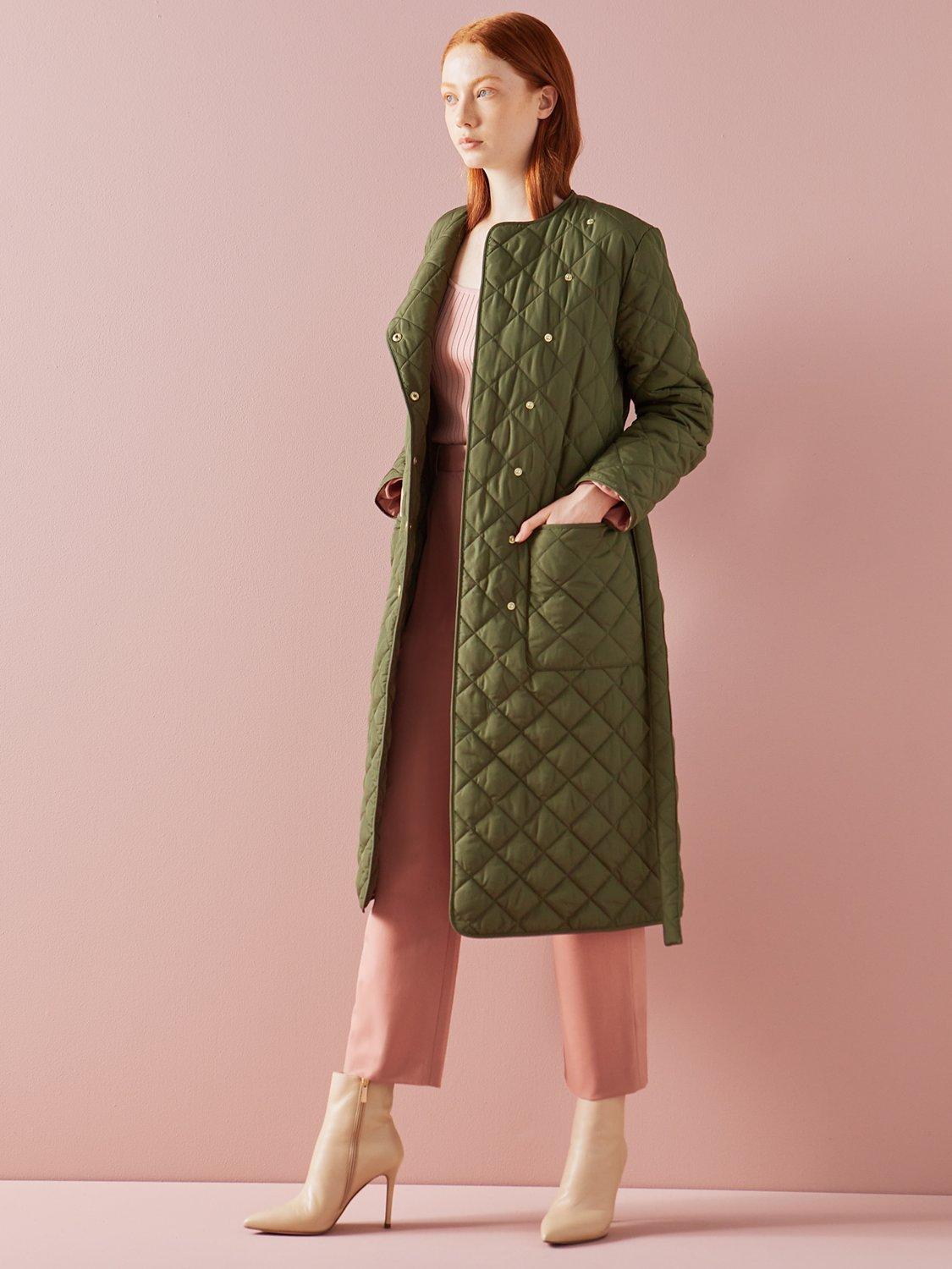 L.K.Bennett Litten Quilted Coat, Green