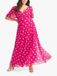 Scarlett & Jo Isabelle Spot Print Float Sleeve Maxi Dress, Pink