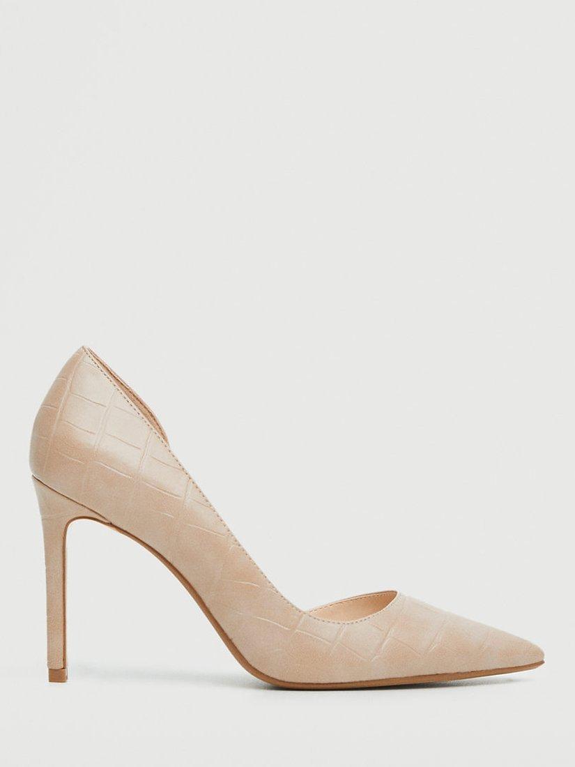 Mango Audrey Stiletto Heel Court Shoes, Beige, 2