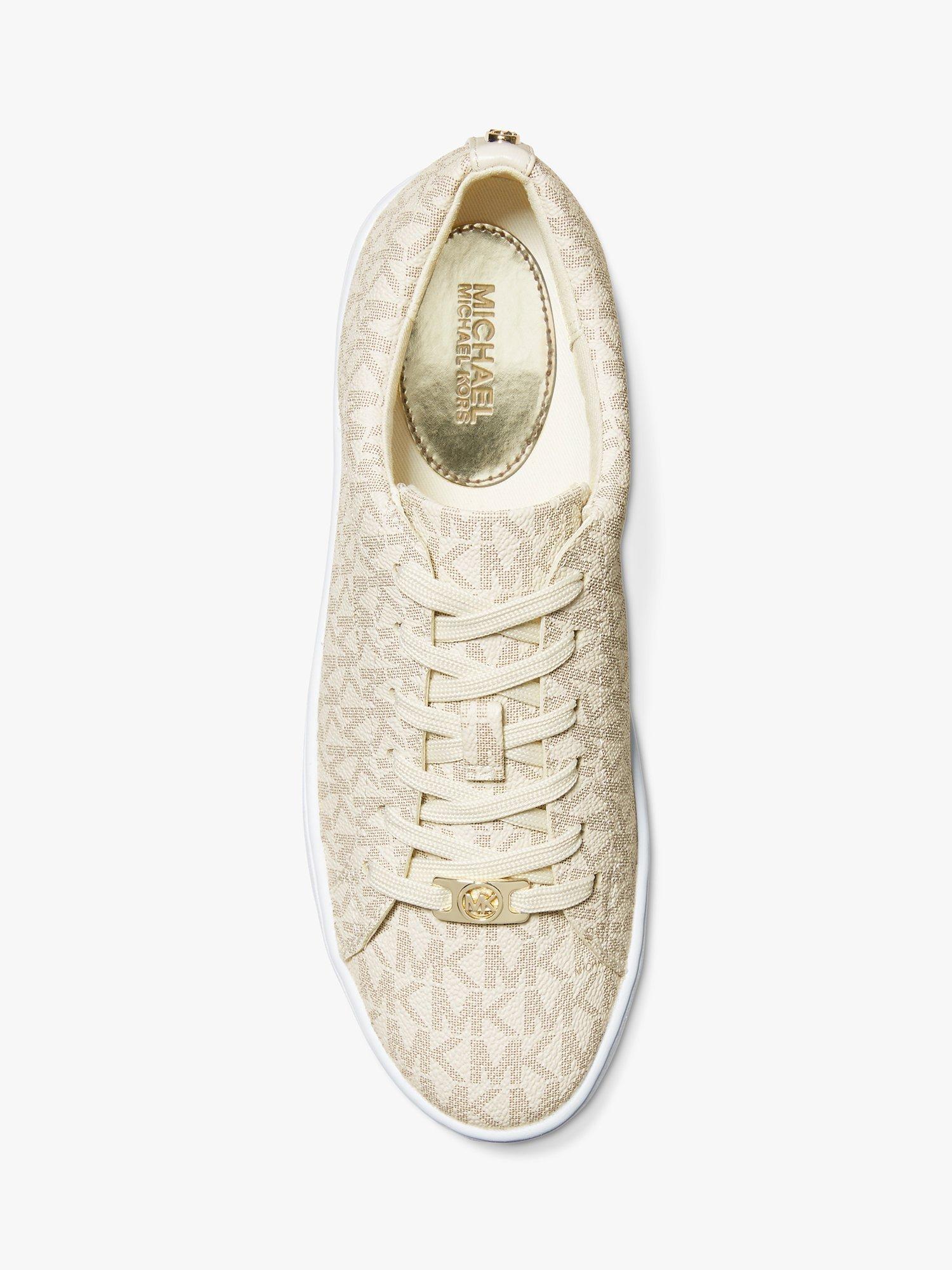 Michael Kors Keaton Leather Low Top Trainers, Vanilla, 4