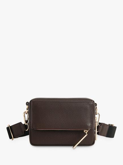 Whistles Bibi Leather Crossbody Bag, Chocolate