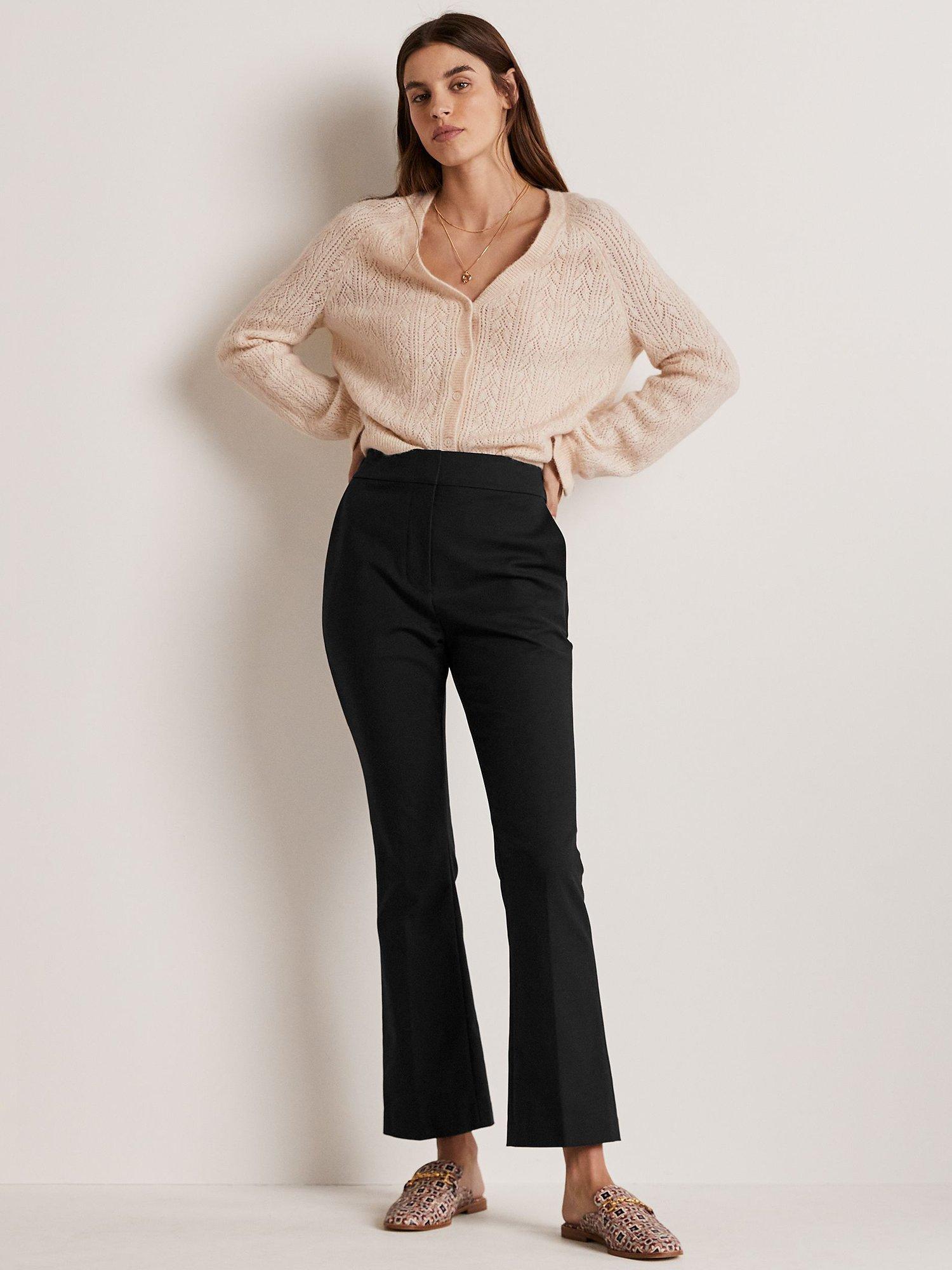 Boden Cropped Flare Trousers, Black 