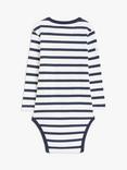 Brothers & Sisters Kids' Organic Cotton Breton Anchor Stripe Unisex Tee, White/Navy