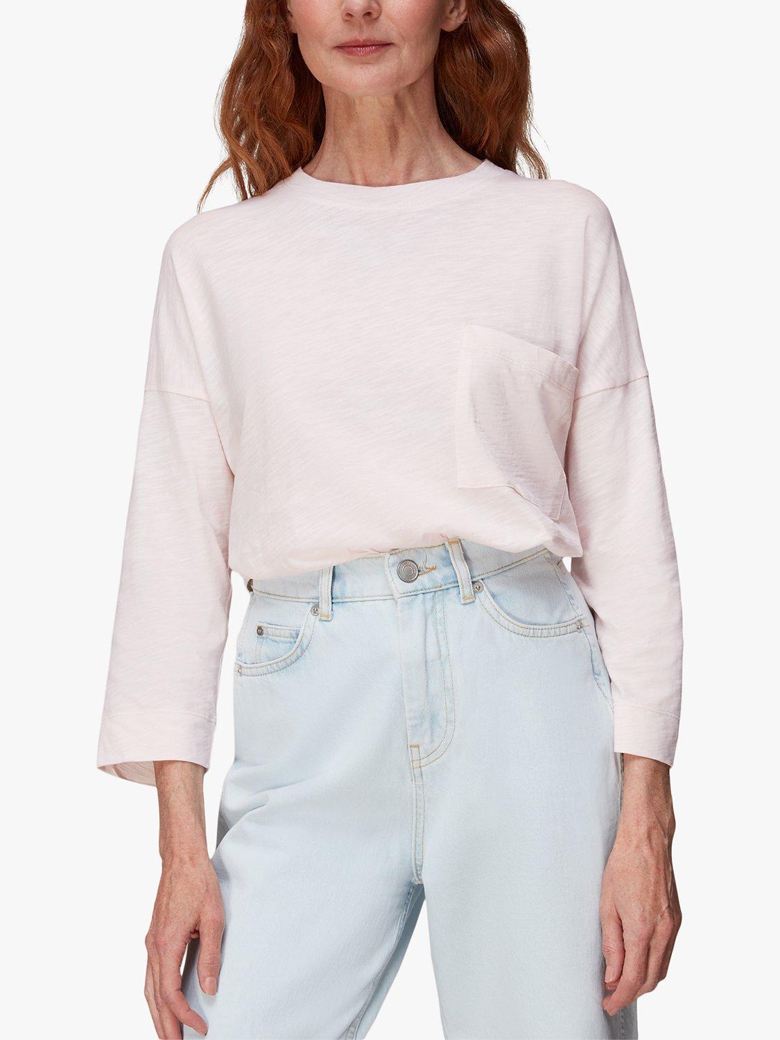 Whistles Organic Cotton Patch Pocket T-Shirt, Pale Pink