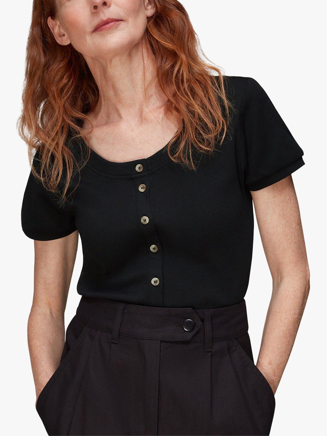 Whistles Bella Ribbed Button Top