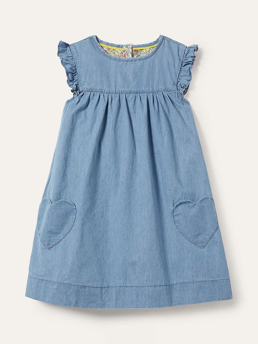 Mini Boden Kids' Easy Everyday Dress, Mid Vintage Denim