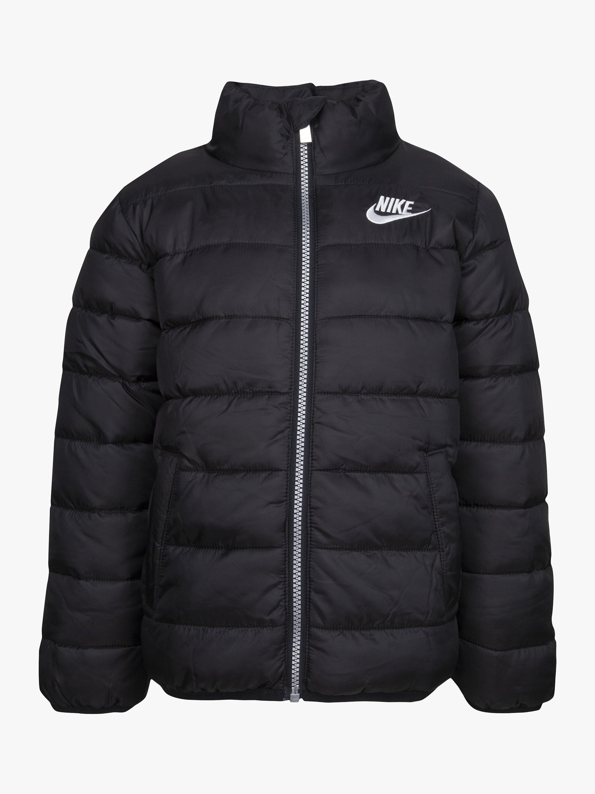 Nike Kids' Logo Quilted Water Resistant Jacket, Black