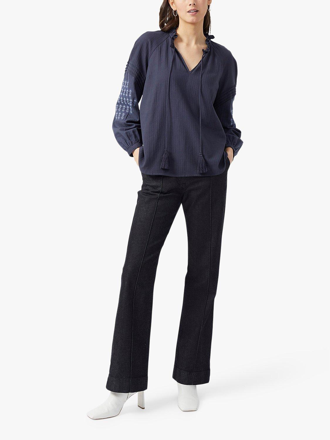 Great Plains Flannel Tie Neck Top, Nightshade 