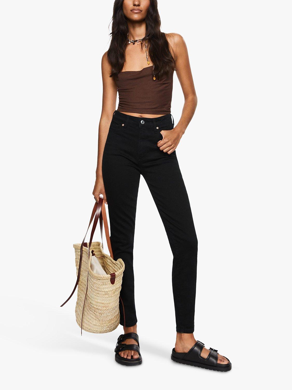 Product image 2 of 9, which shows Mango Anne High Waist Skinny Jeans, Black, 10