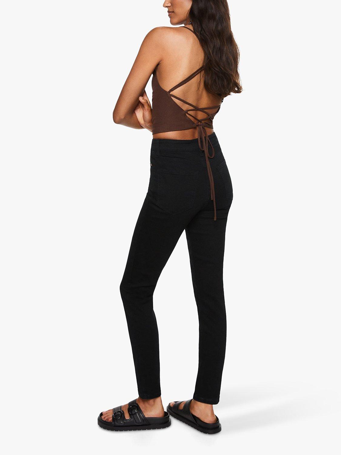 Product image 4 of 9, which shows Mango Anne High Waist Skinny Jeans, Black, 10
