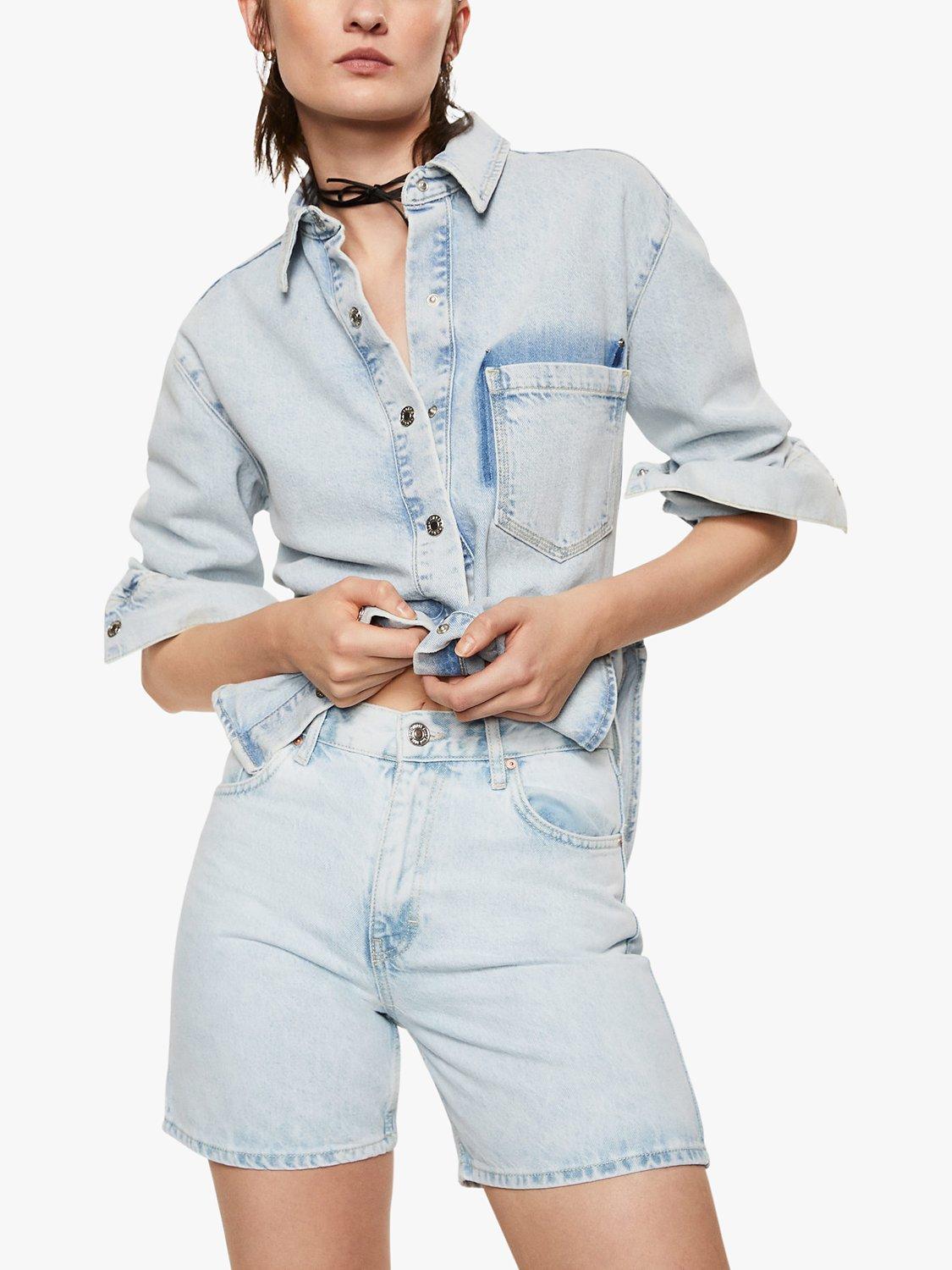 Mango Zaida Denim Shorts, Open Blue, 8